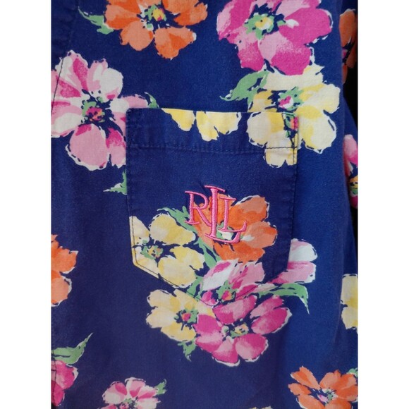 Lauren Ralph Lauren Women's Navy Floral Pajama Set Sz L Cottage Core Loungewear - Picture 3 of 16
